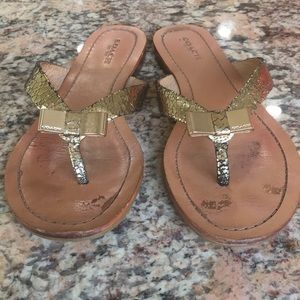 Coach Sable Crackled Metallic Leather Sandals